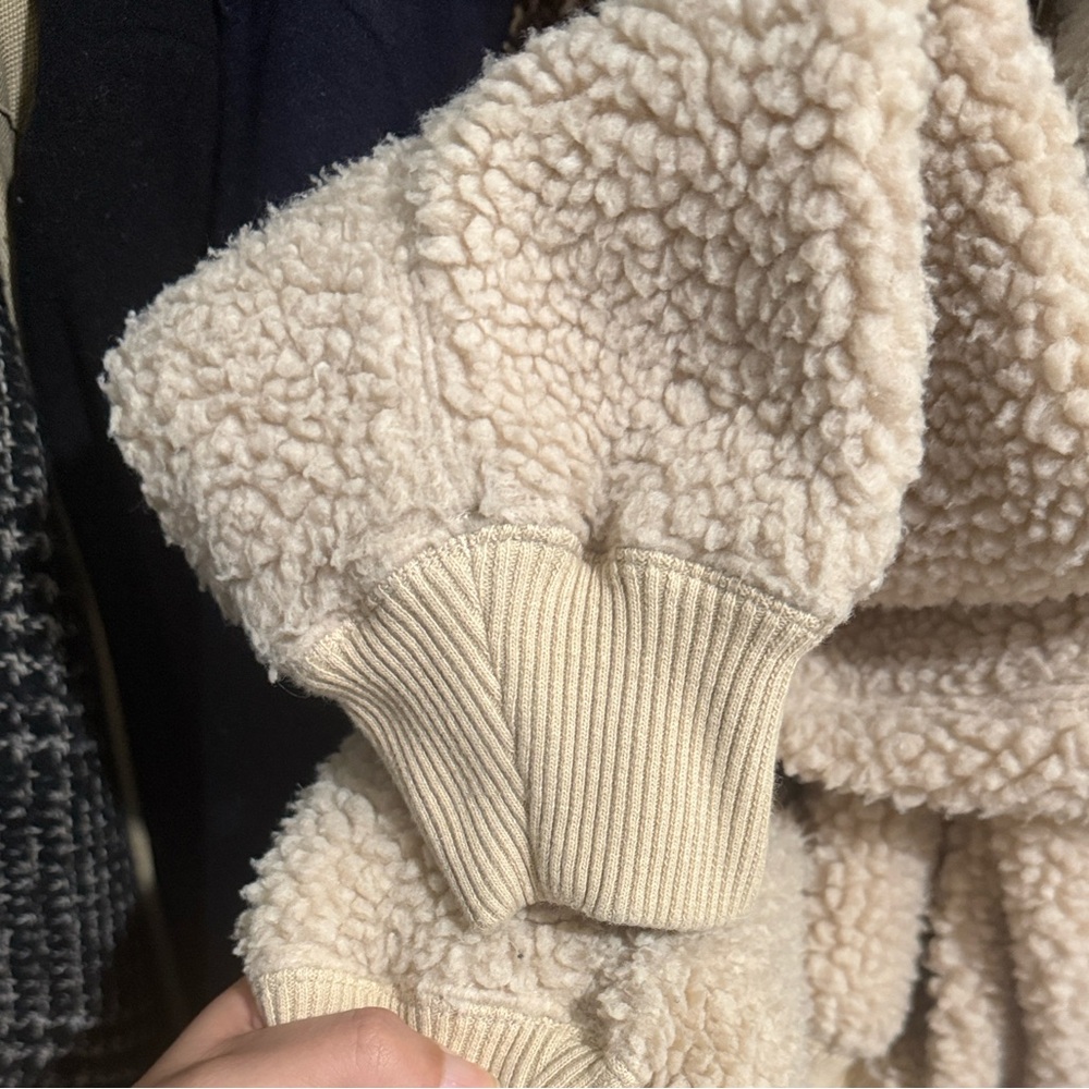 Vintage Rare Lmeaire X Uniqlo Cream Sherpa Fleece Bomber Jacket - Picture 9 of 10